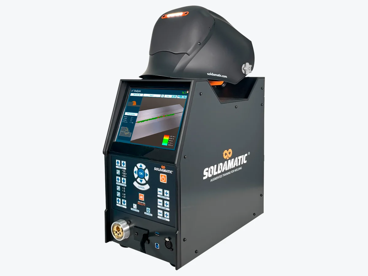 Equipo de simulación de soldadura Soldamatic sobre fondo claro